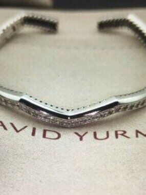 David Yurman Silver and Diamond Chevron Bracelet